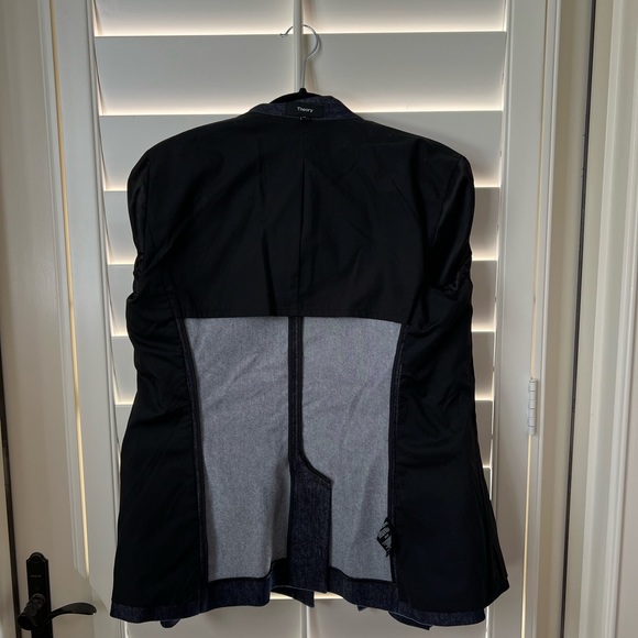 Theory Double Breasted Denim Blazer Size 10 - Picture 5 of 8